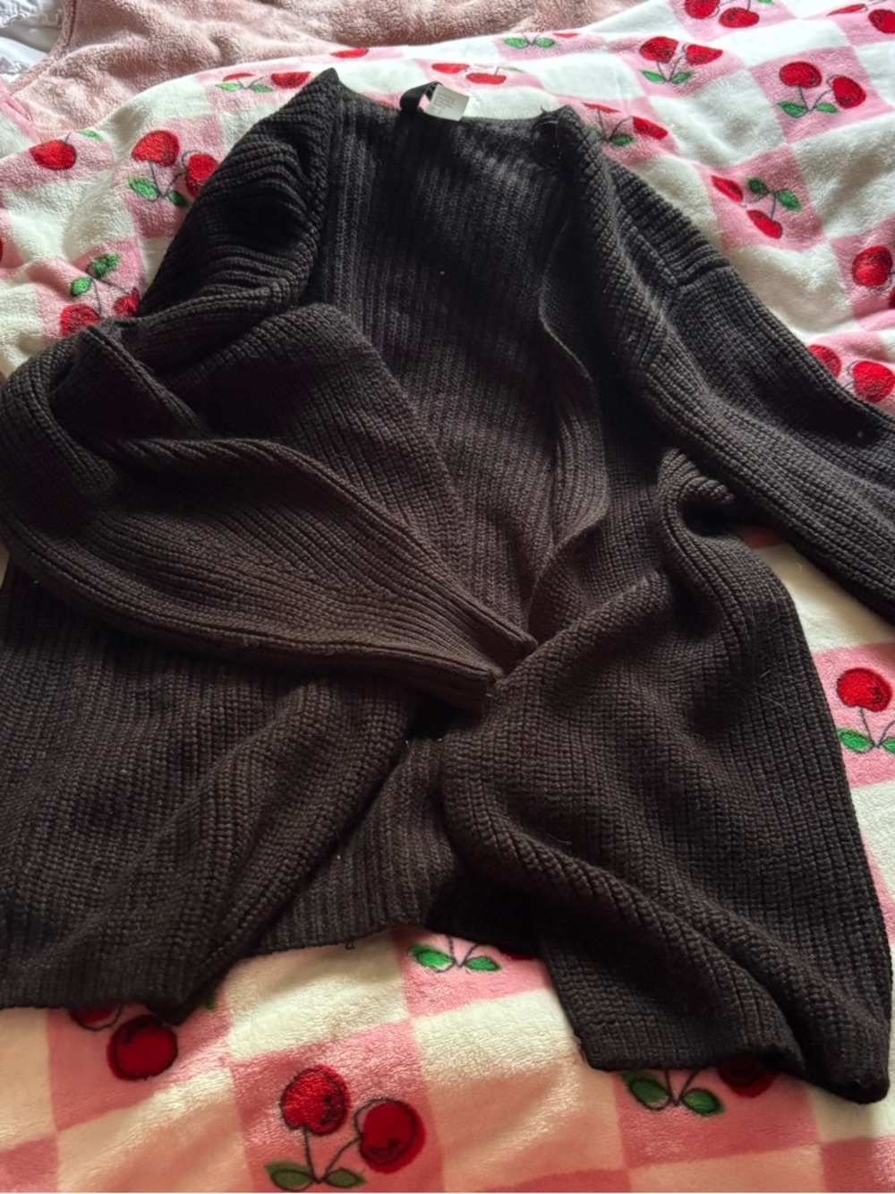 H&M black Ribbed Knit Cardigan Sweater